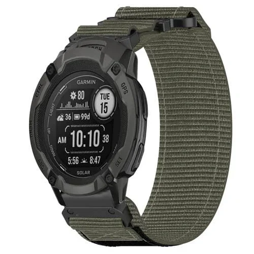 Correa de Reloj para Garmin Instinct 2 Solar con Cierre de Gancho y Bucle de Nailon 22mm (Gris)