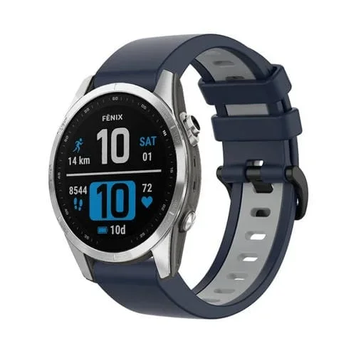 Correa de Reloj para Garmin Instinct 2 Solar Sports de Silicona Dos Colores (Azul Oscuro + Gris)