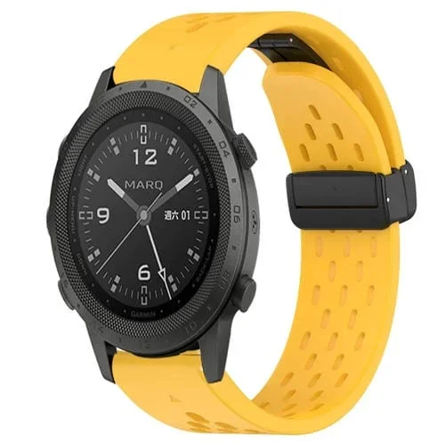 Correa de Reloj para Garmin Marq Commander Silicona con Orificio y Hebilla Plegable 22mm (Amarillo)