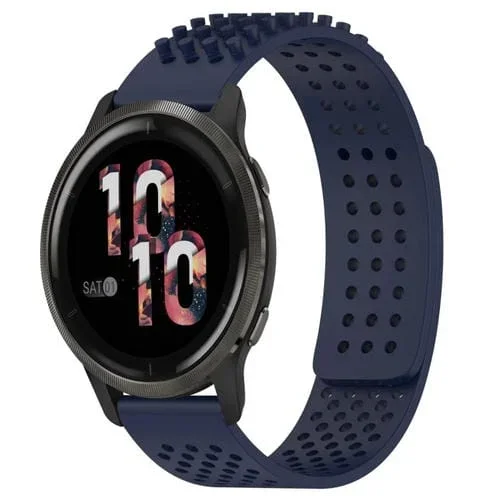 Correa de Reloj para Garmin Venu 2 Silicona Puntos 3D Transpirable 22mm (Azul Medianoche)
