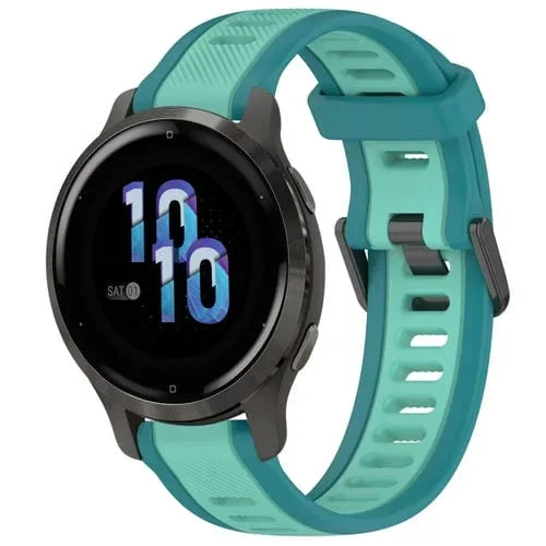 Correa de Reloj para Garmin Venu 2S Silicona Texturizada Dos Colores 18mm (Verde Azulado)