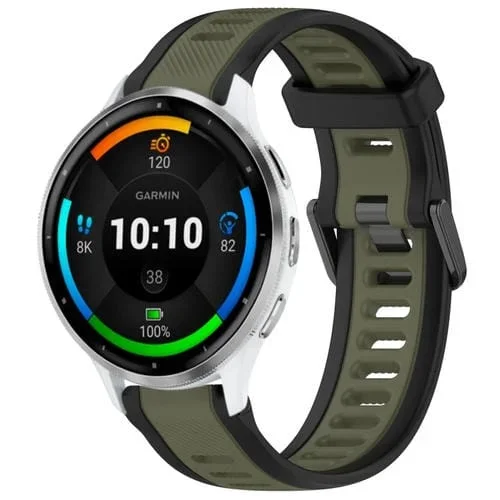 Correa de Reloj para Garmin Venu 3 Silicona Texturizada Dos Colores 22mm (Verde + Negro)