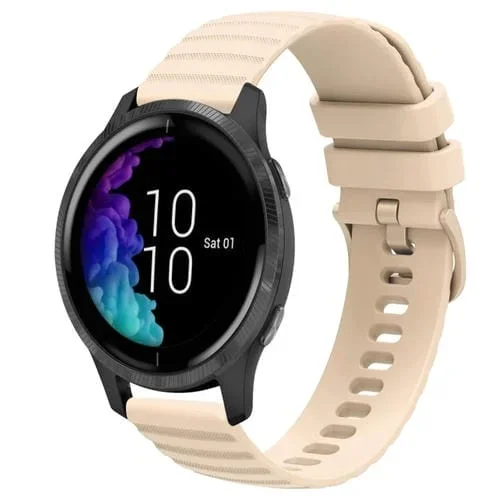 Correa de Reloj para Garmin Venu de Silicona 20mm con Patrón de Puntos Ondulados (Beige)