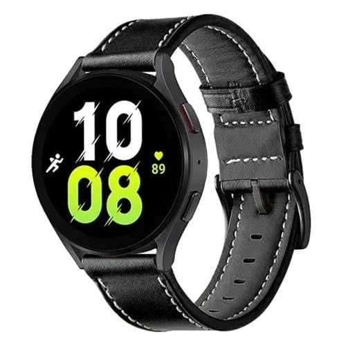 Correa de Reloj para Garmin Venu Sq Sq2 Venu 2 Plus Cuero Genuino Hebilla Negra (Negro)