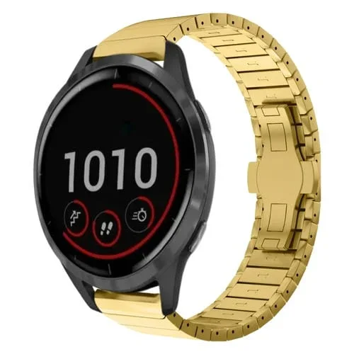 Correa de Reloj para Garmin Vivoactive 4 22mm One Bead Paint con Hebilla Mariposa de Aleación (Oro)