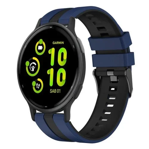 Correa de Reloj para Garmin Vivoactive 5 Silicona Deportiva Dos Colores 20mm (Azul + Negro)