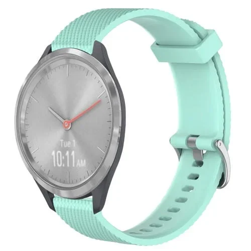Correa de Reloj para Garmin Vivomove 3S 18mm Silicona Textura Diamante (Verde Azulado)