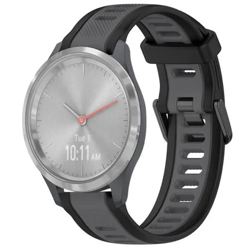 Correa de Reloj para Garmin Vivomove 3S Silicona Texturizada Dos Colores 18mm (Gris + Negro)