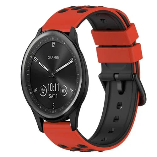 Correa de Reloj para Garmin Vivomove Sport 20mm Silicona Dos Colores (Negro + Verde Lima)