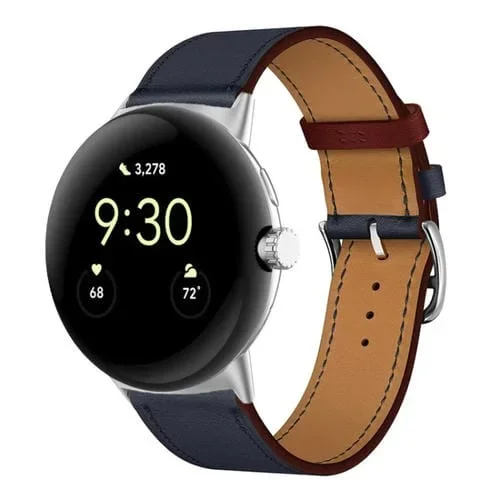 Correa de Reloj para Google Pixel Watch Cuero Genuino (Azul Índigo)