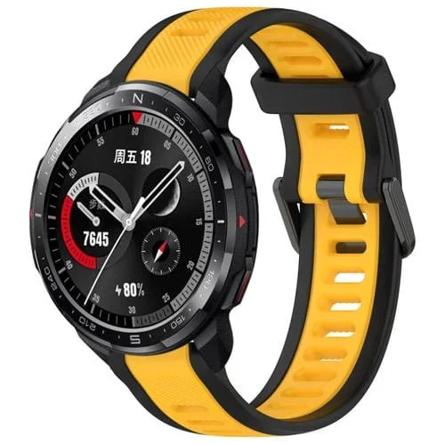 Correa de Reloj para Honor Watch GS Pro silicona texturizada 22mm (Amarillo + Negro)