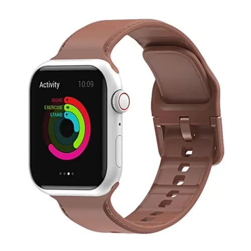 Correa de Reloj Silicona Apple Watch Series 8 y 7 41mm Se 2 6 5 4 40mm 3 2 1 38mm (Marrón)