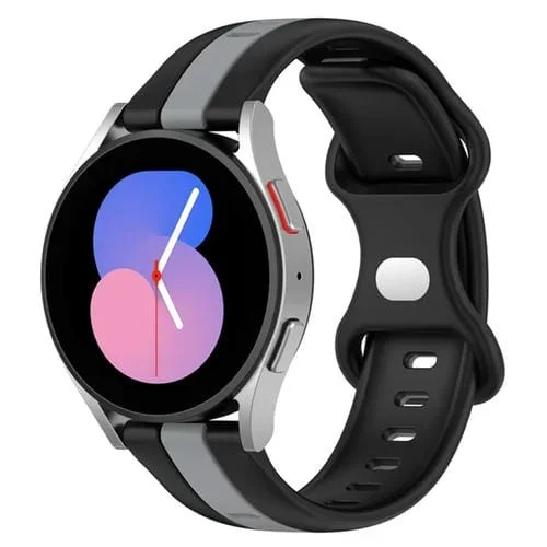 Correa de Reloj silicona Coros Apex 46mm Apex Pro Ticwatch Pro 3 22mm hebilla mariposa (Negro + Gris)