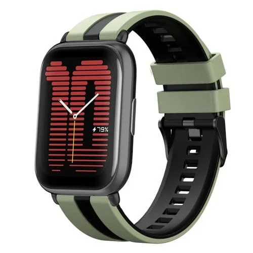 Correa de Reloj silicona deportiva para Amazfit Active 20mm (Verde Claro + Negro)