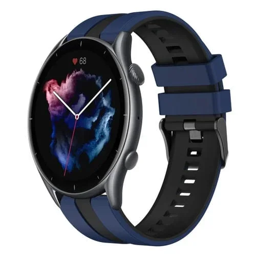 Correa de Reloj Silicona Deportiva para Amazfit GTR 3 Pro 22mm (Azul + Negro)