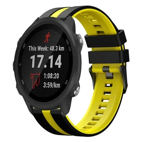 Correa de Reloj Silicona Deportiva para Garmin Forerunner 245 de 20mm (Negro + Amarillo)