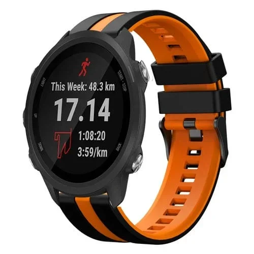 Correa de Reloj Silicona Deportiva para Garmin Forerunner 245 de 20mm (Negro + Naranja)