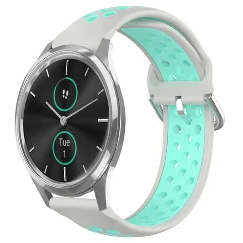 Correa de Reloj Silicona Deportiva para Garmin Vivomove Luxe 20mm Transpirable (Gris + Pato de Agua)