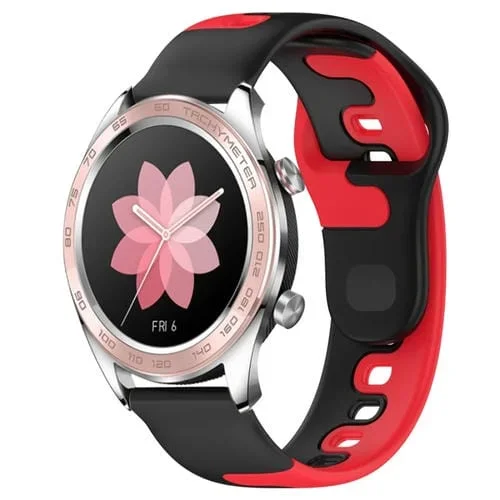 Correa de Reloj Silicona Doble Color para Honor Watch Dream 22mm (Negro + Rojo)
