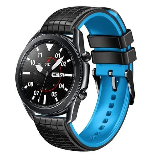 Correa de Reloj Silicona Dos Tonos Malla Universal 20mm (Negro Azul Cielo)