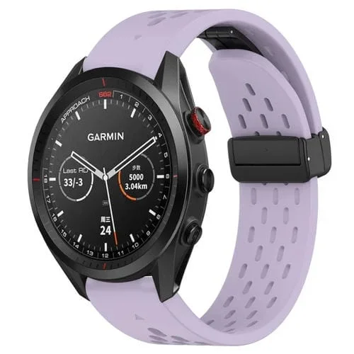 Correa de Reloj Silicona Garmin Approach S62 con Orificio y Hebilla Plegable 22mm (Púrpura)