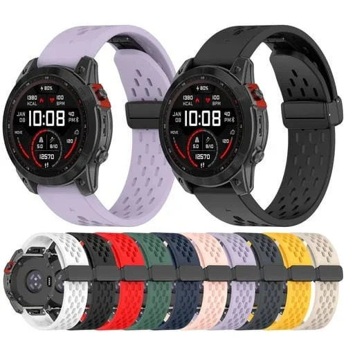 Correa de Reloj Silicona Garmin Descent Mk1 Mk2 Mk2I Liberación Rápida con Hebilla Magnética (Amarillo)