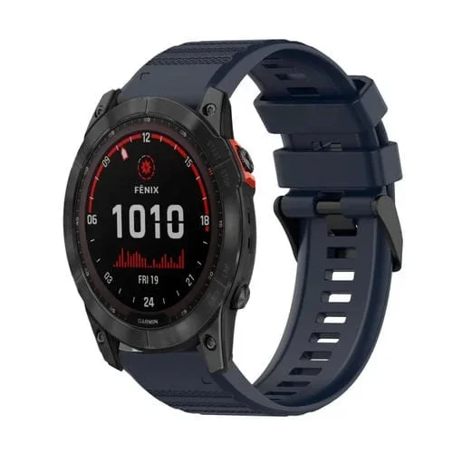 Correa de Reloj silicona Garmin Fenix 7X 26mm textura horizontal con herramienta (Azul Marino)
