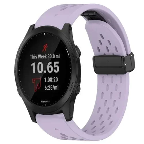 Correa de Reloj Silicona Garmin Forerunner 945 con Orificio y Hebilla Plegable 22mm (Púrpura)