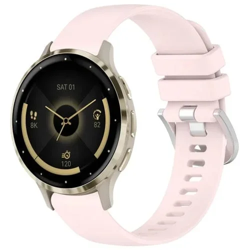 Correa de Reloj Silicona Garmin Venu 3S con Hebilla Plateada (Rosa)