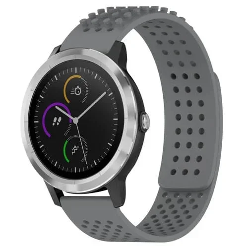 Correa de Reloj Silicona Garmin Vivoactive 3 con Puntos 3D Transpirables Orificios 20mm (Gris)