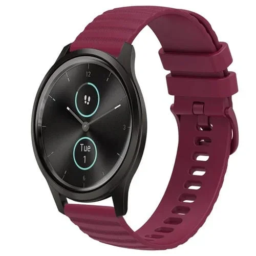 Correa de Reloj Silicona Garminmove 20mm con Patrón de Puntos (Rojo Vino)