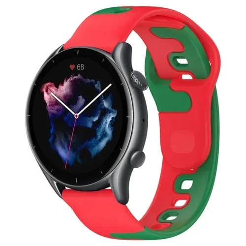 Correa de Reloj silicona para Amazfit 3 doble color 22mm (Rojo + Verde)