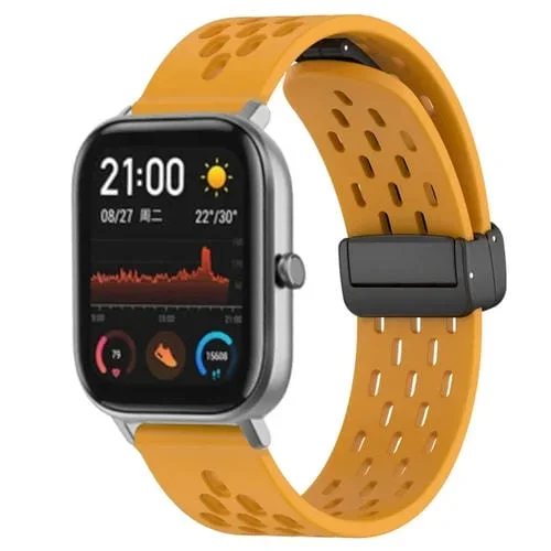 Correa de Reloj silicona para Amazfit GTS con cierre magnético plegable 20mm (Amarillo)