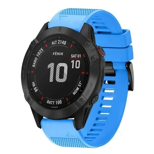 Correa de Reloj silicona para Garmin Fenix 6 Sapphire 22mm liberación rápida (Azul Cielo)