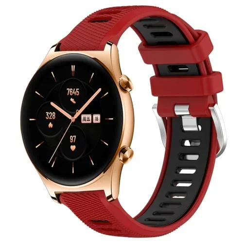 Correa de Reloj silicona para Honor Watch GS 3 22mm deportes con hebilla de acero (Rojo + Negro)