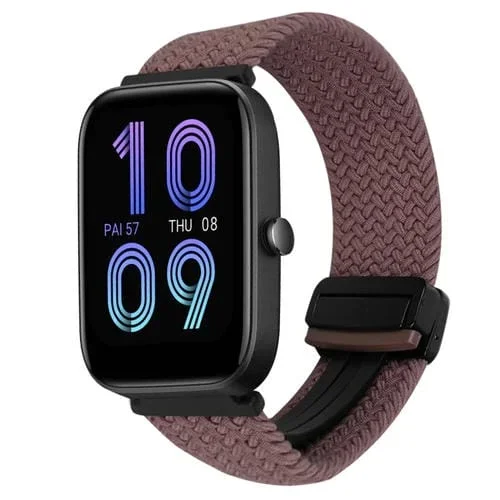 Correa de Reloj Trenzada 20mm con Hebilla Magnética para Amazfit Bip 3 (Morado Ahumado)