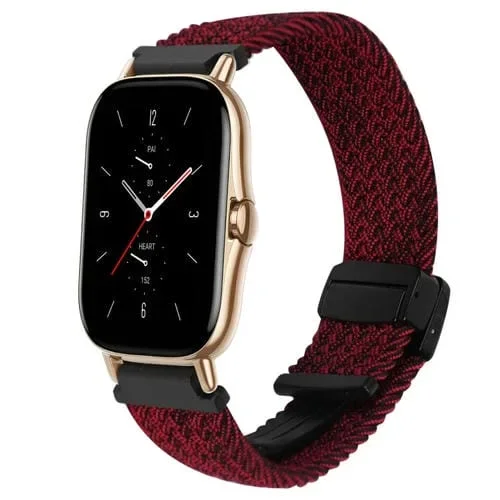 Correa de Reloj Trenzada 20mm con Hebilla Magnética para Amazfit GTS 2 (Negro, Arena y Rojo)