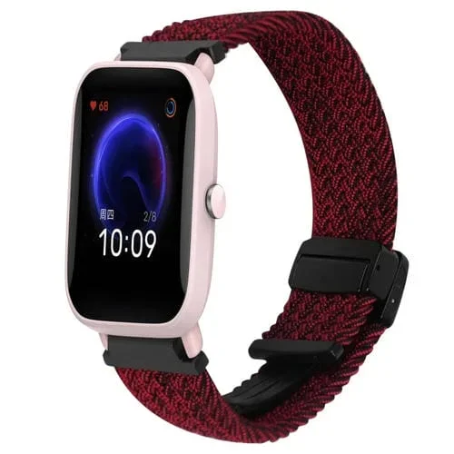 Correa de Reloj Trenzada con Hebilla Magnética 20mm para Amazfit Pop Pro (Negra, Arena y Roja)