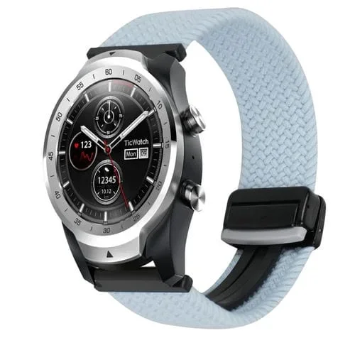 Correa de Reloj Trenzada con Hebilla Magnética 22mm para Ticwatch Pro 2020 (Azul Cielo)