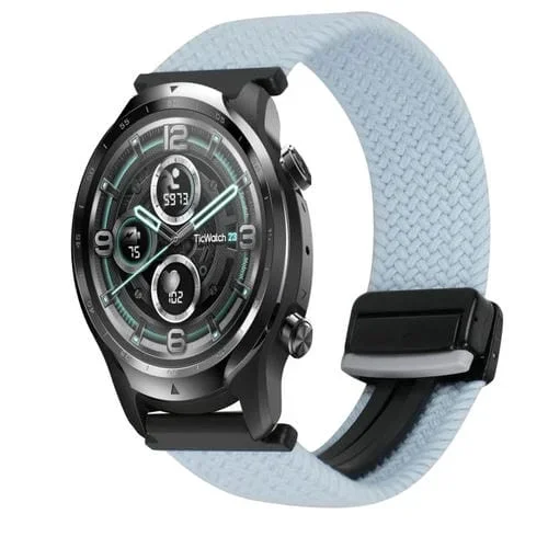 Correa de Reloj Trenzada con Hebilla Magnética 22mm para Ticwatch Pro 2021 (Azul Cielo)