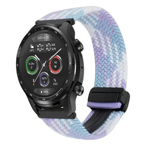 Correa de Reloj Trenzada con Hebilla Magnética 22mm para Ticwatch Pro X (Violeta)