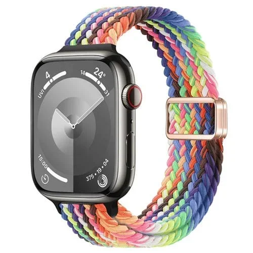 Correa de Reloj Trenzada de Nailon con Hebilla Magnética para Apple Watch Se 40mm (Arcoíris)