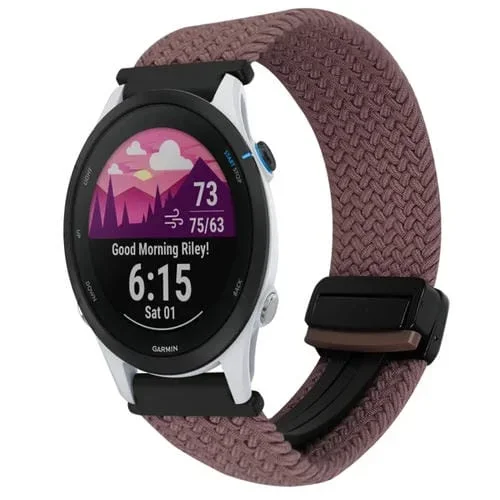 Correa de Reloj Trenzada Garmin Forerunner 255 Music 22mm con Hebilla Magnética (Morado Ahumado)