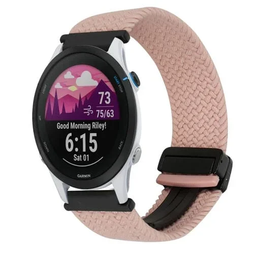 Correa de Reloj Trenzada Garmin Forerunner 255 Music 22mm con Hebilla Magnética (Rosa)
