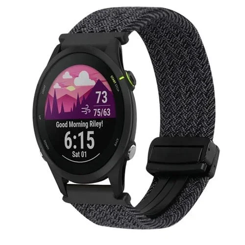Correa de Reloj Trenzada Garmin Forerunner 255S 18mm con Hebilla Magnética (Negro Grafito)