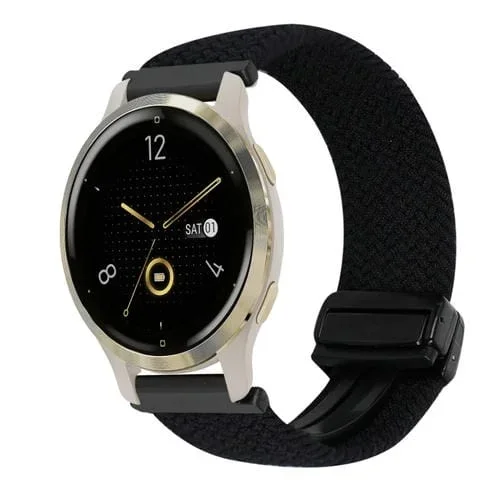 Correa de Reloj Trenzada Garmin Venu 2S 18mm con Hebilla Magnética (Negra)