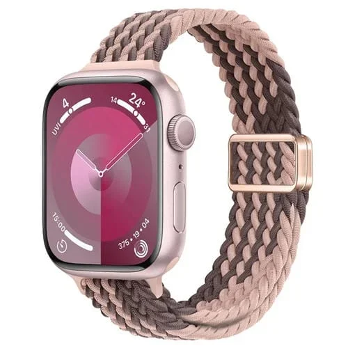 Correa de Reloj Trenzada Nailon con Hebilla Magnética para Apple Watch SE 2023 (Violeta Ahumado)