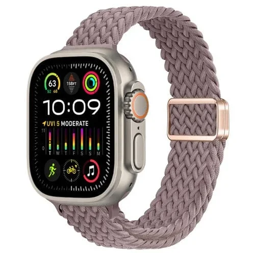 Correa de Reloj Trenzada Nailon con Hebilla Magnética para Apple Watch Ultra 2 49mm (Morado Ahumado)