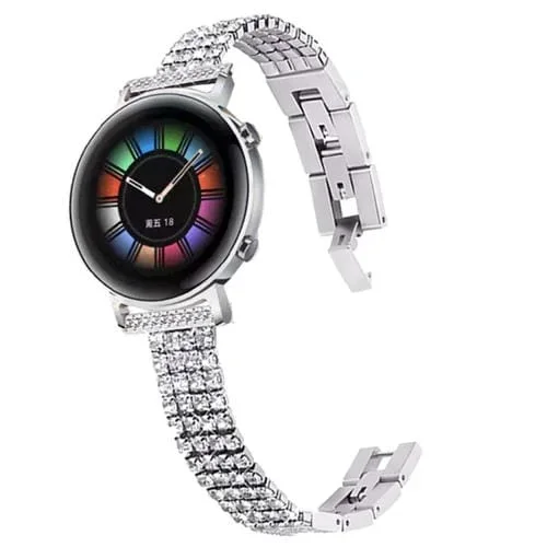 Correa de Reloj Universal Metal 20mm Cuatro Filas Diamantes (Plata)