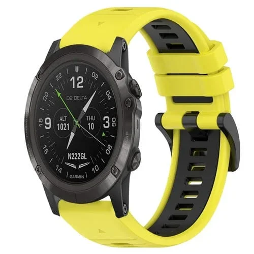 Correa de Silicona 26mm para Garmin D2 Delta Px Sports (Amarillo + Negro)